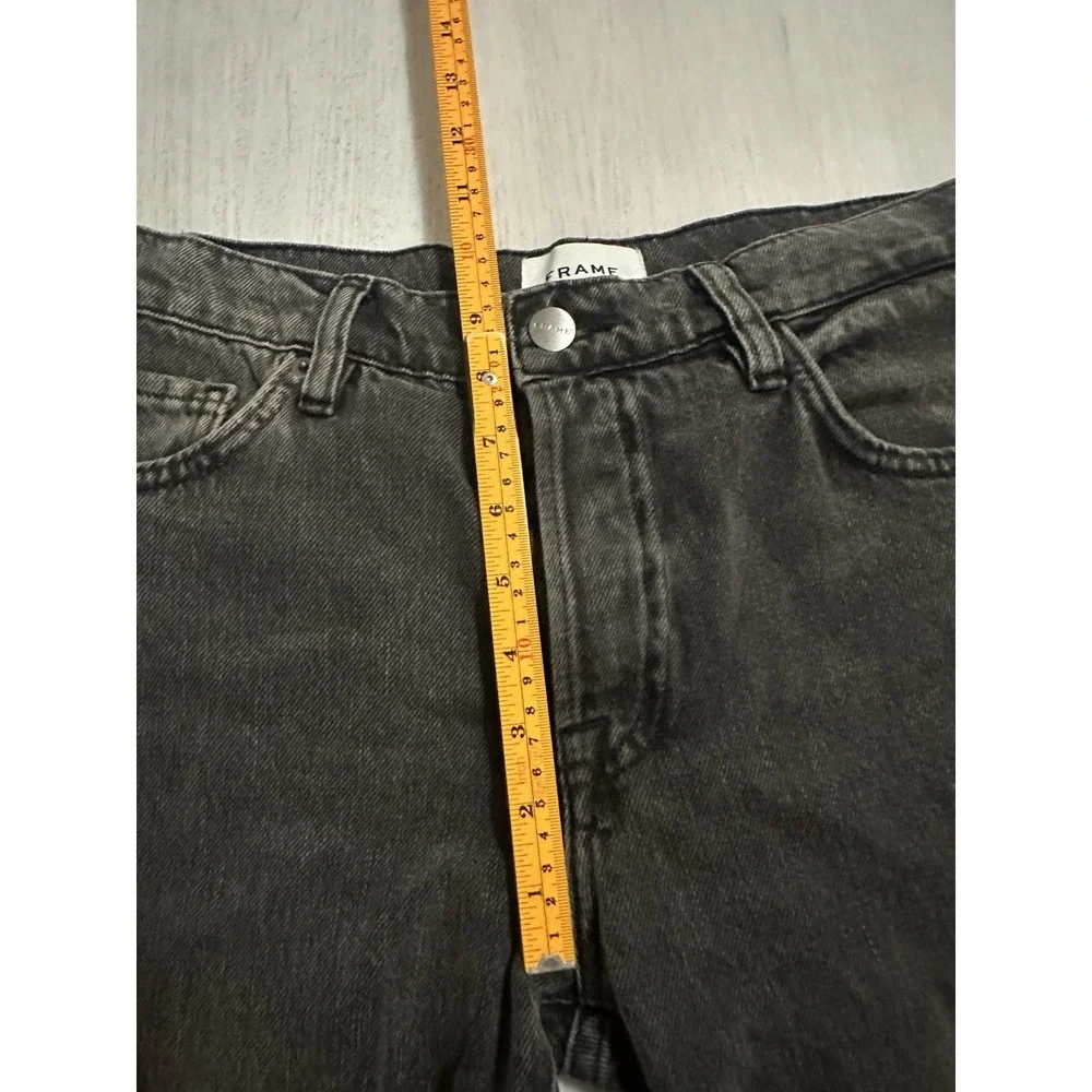 FRAME Denim Le Slouch Jeans Sz 25 High Rise Button Fly Straight Ankle Black